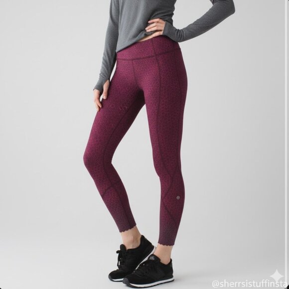 lululemon athletica Pants - RARE Lululemon Reflective Tight Stuff Tights Star Pixel Raspberry Bordeaux 2